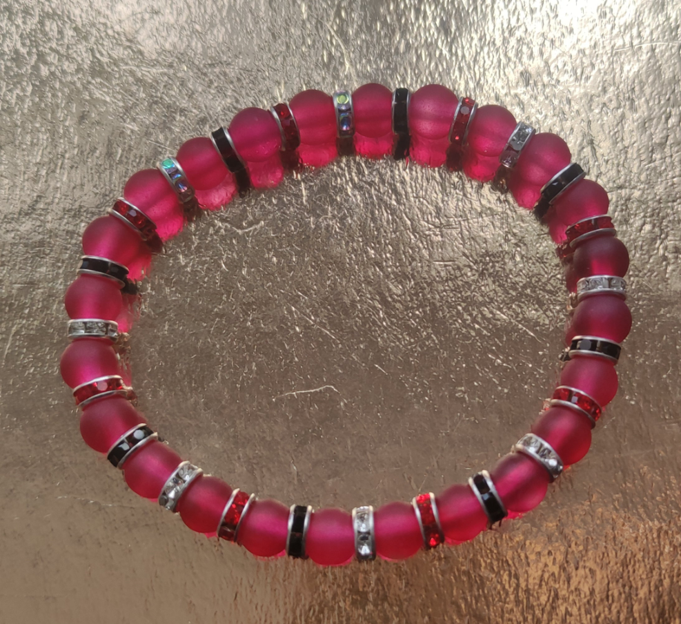 Bracelet en perles de verre rouge