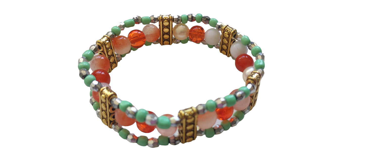 Bracelet en métal et perles de verre
