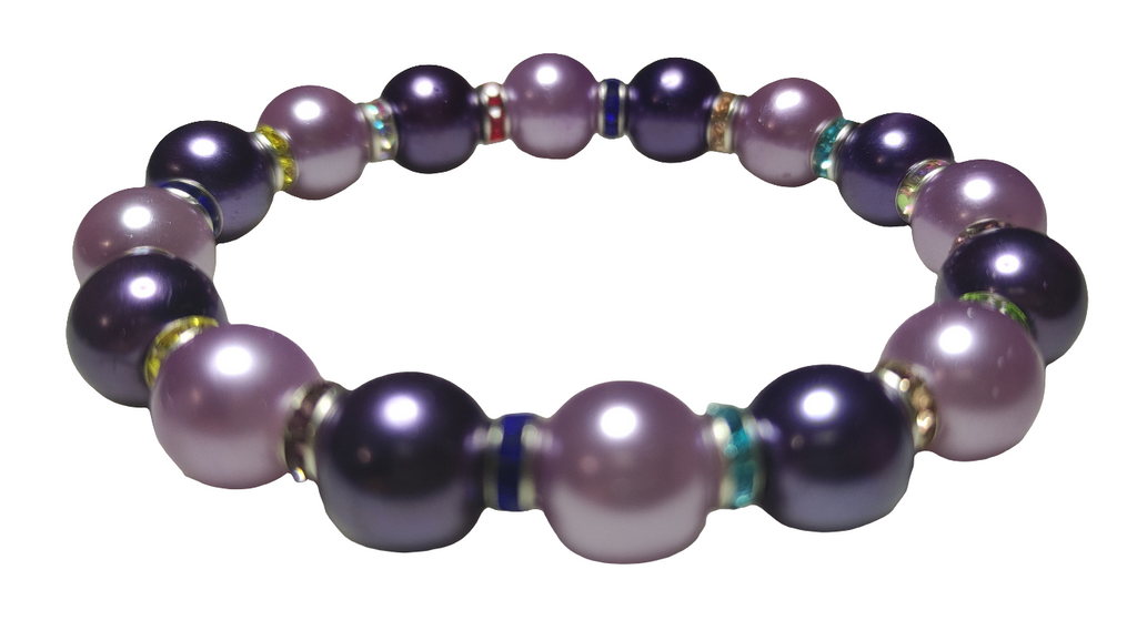 Bracelet en perles de verre violet avec des perles d'espacement de couleurs