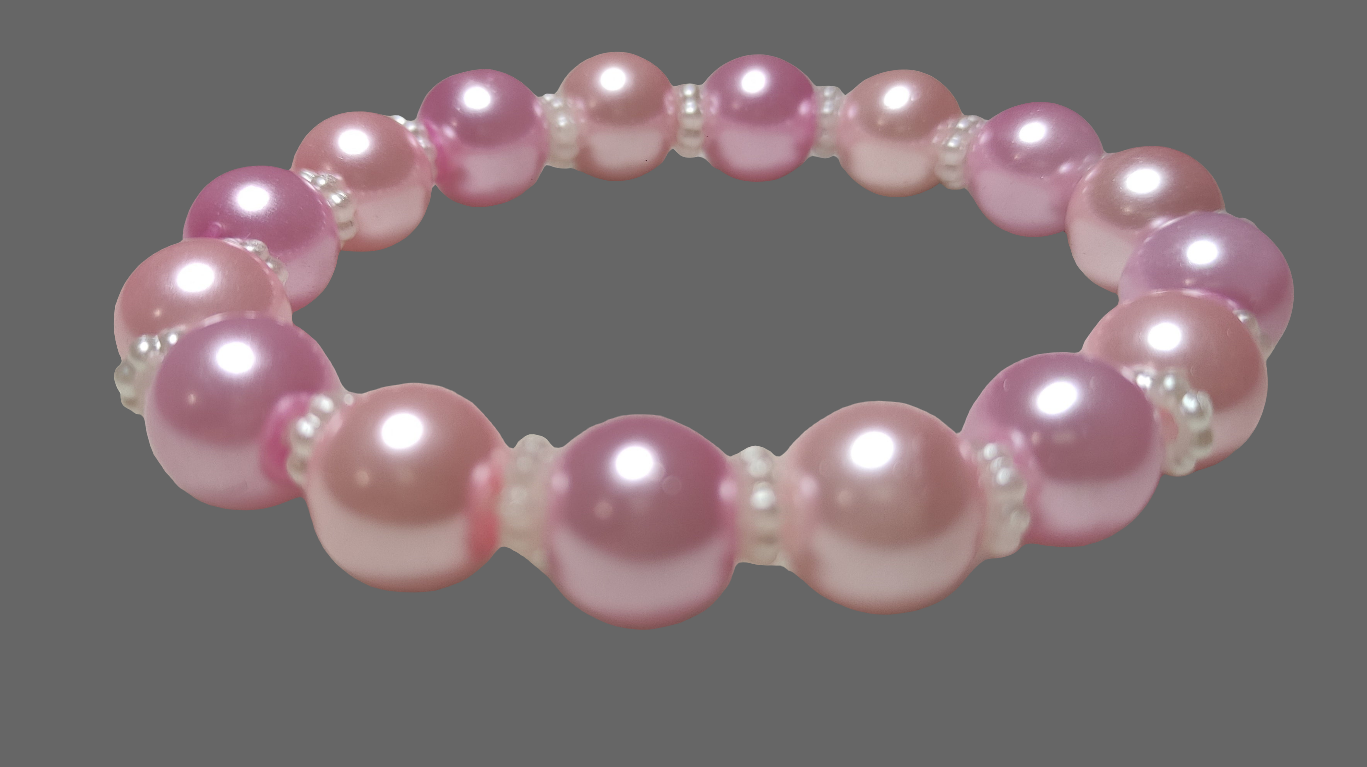 Bracelet en perles de verre rose bonbon avec des perles d'espacement