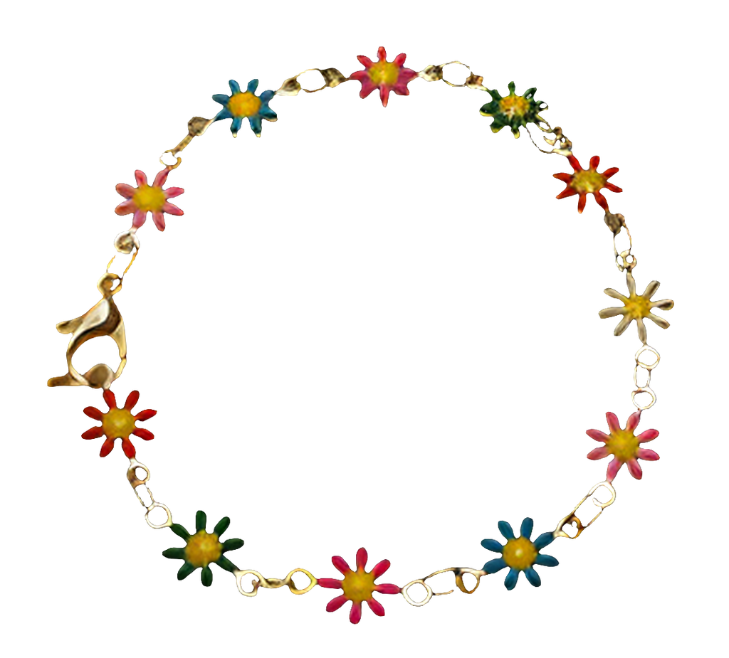 Bracelet en métal fleurs