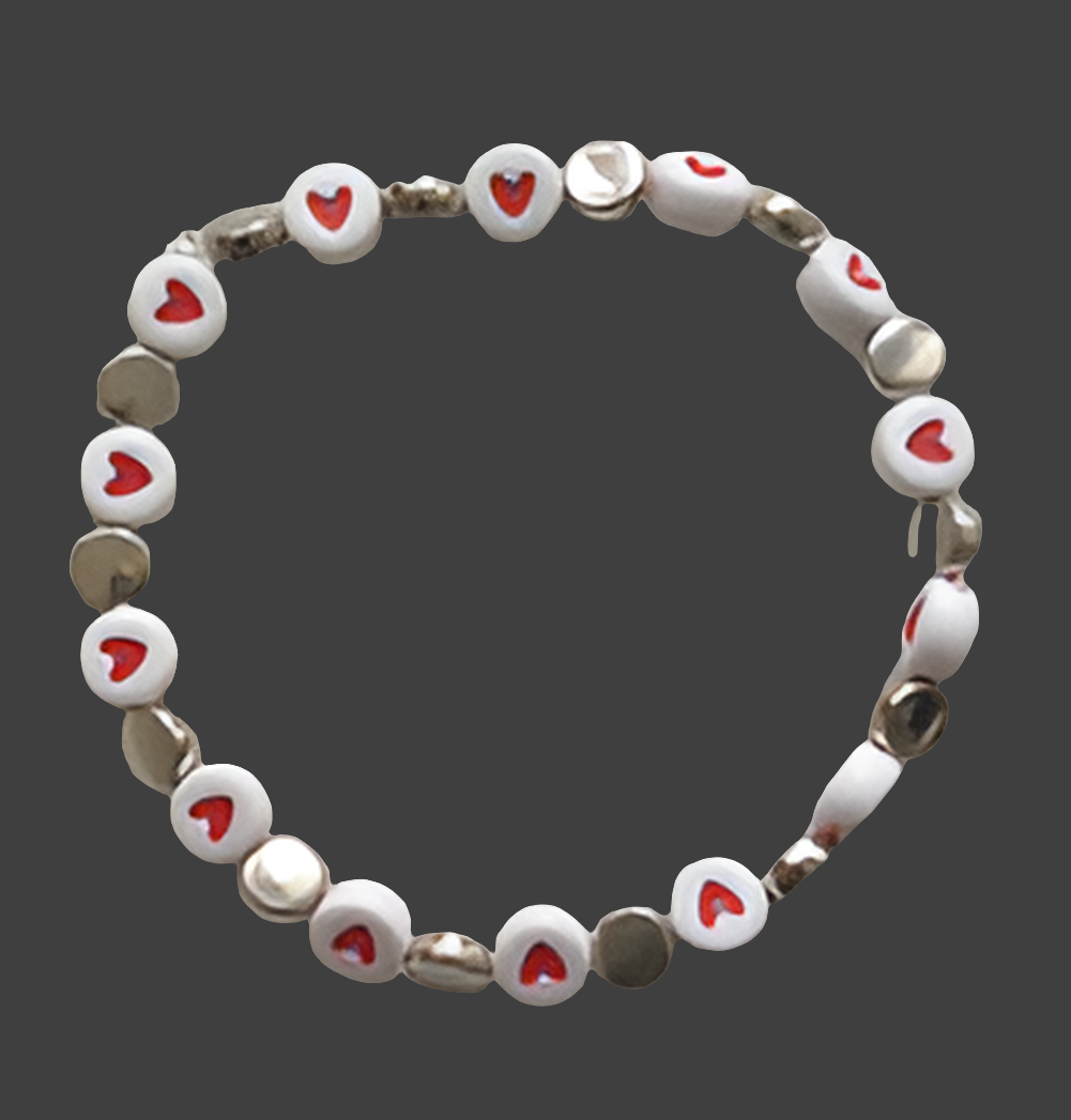 Bracelet en perles motif coeur ❤️