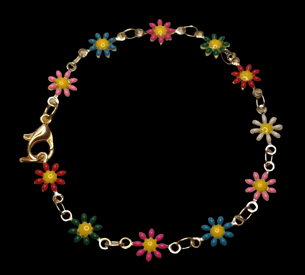 Bracelet en métal fleurs