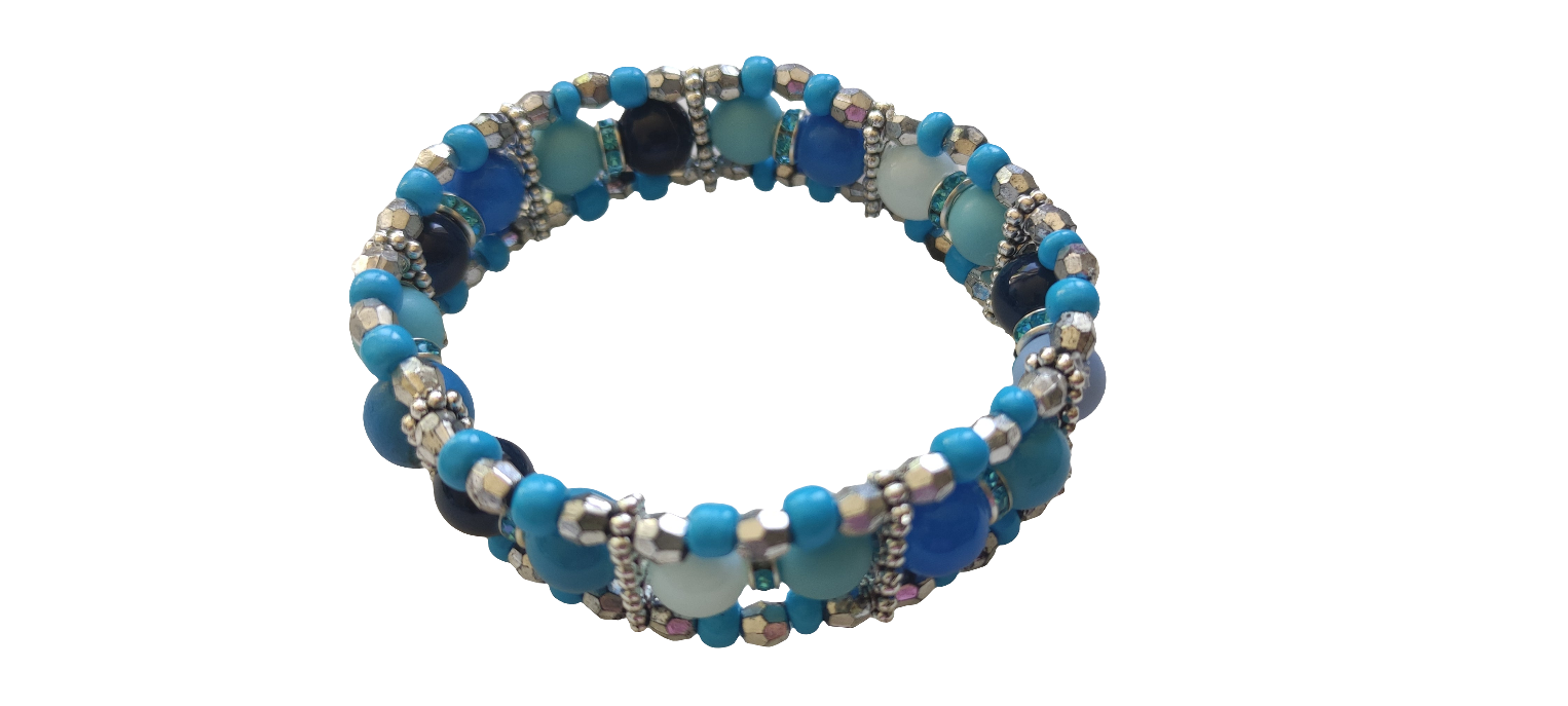 Bracelet en métal et perles de verre