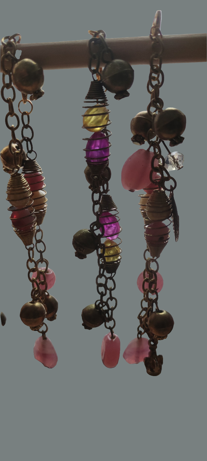 Bracelet en métal et perles rose