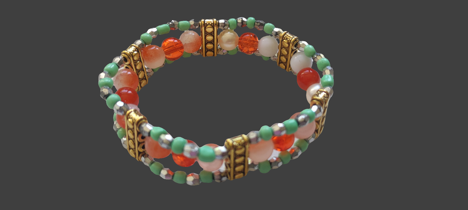 Bracelet en métal et perles de verre