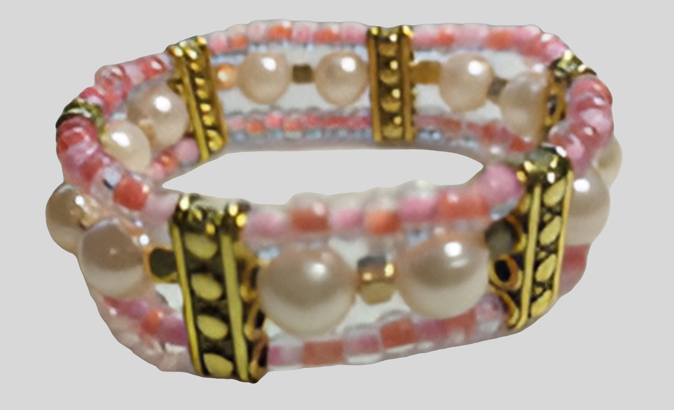 Bracelet métal et perles roses