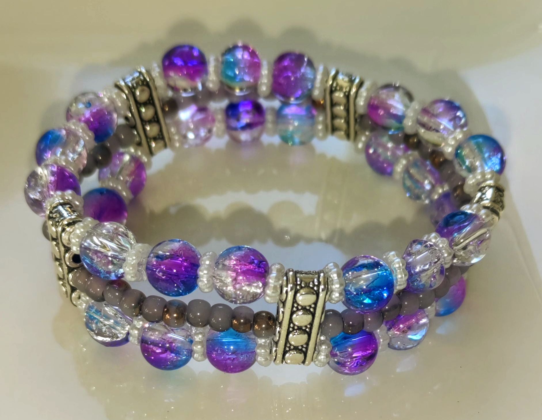 Bracelet en perles de verre galaxie