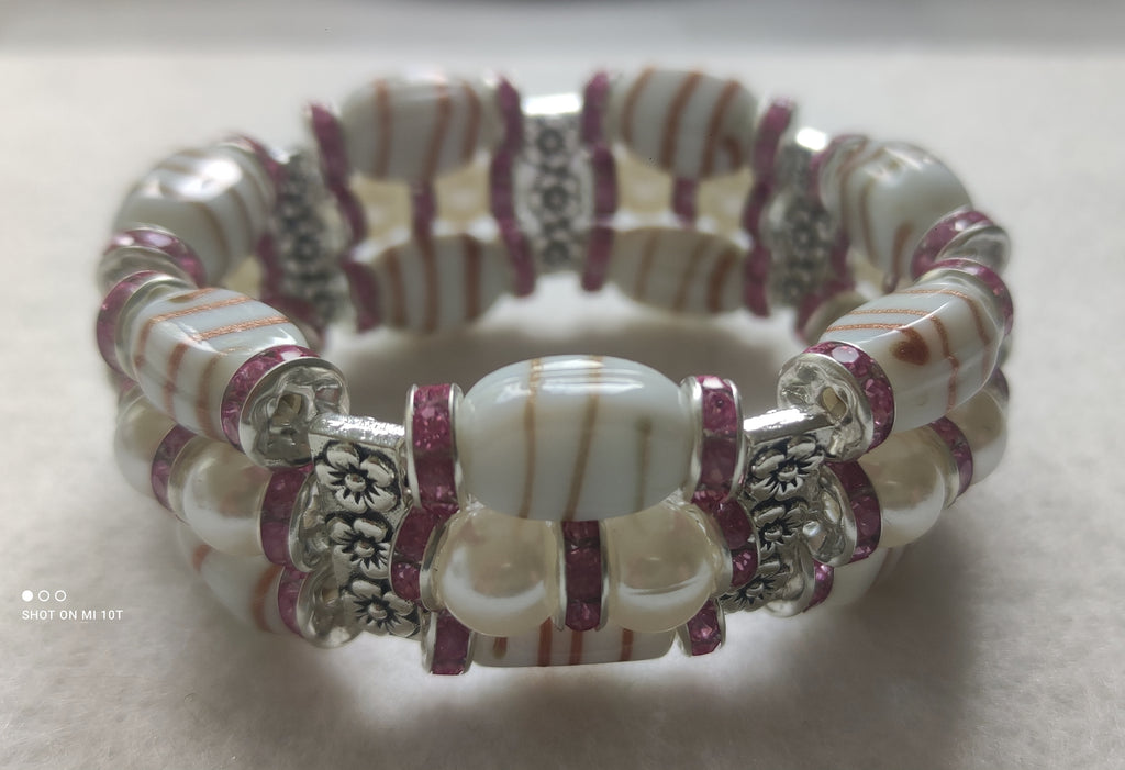 Bracelet en verre avec perles d'espacement