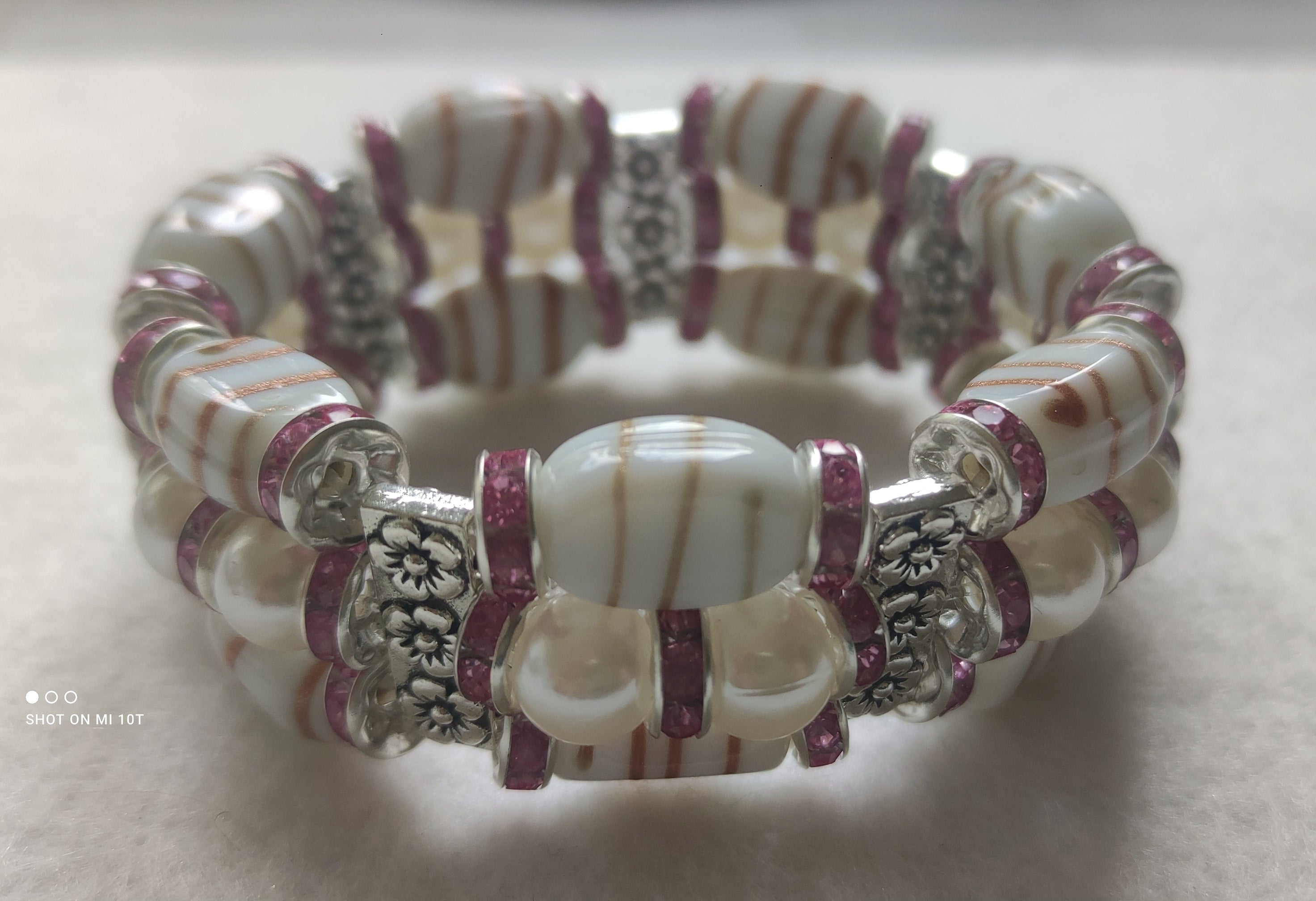 Bracelet en verre avec perles d'espacement